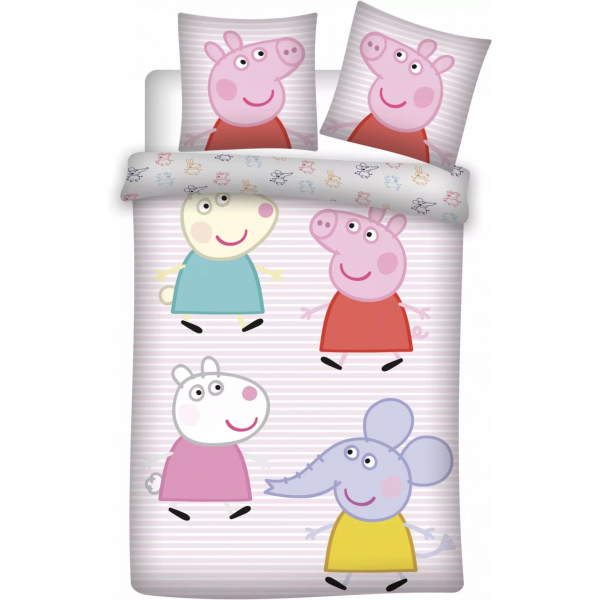 Peppa Pig peuterdekbedovertrek George Emily en Suzy 100 x 135 cm - Katoen