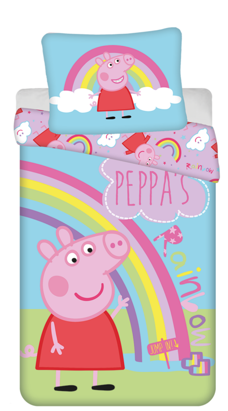 Peppa Pig dekbedovertrek Regenboog 140 x 200 cm - 70 x 90 cm - katoen -pre order