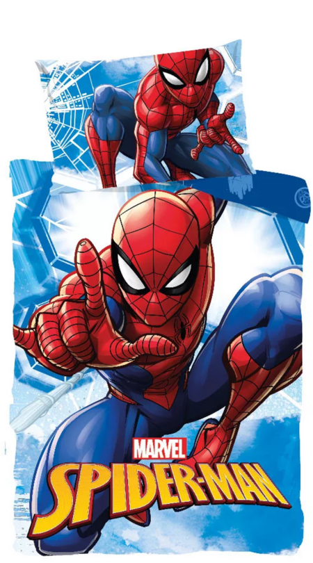 Spiderman Peuterdekbedovertrek city - 100 x 135 cm - Katoen blauw