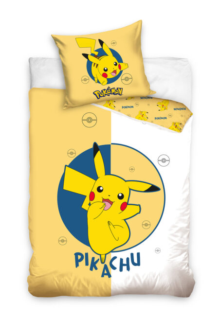 Pikachu Dekbedovertrek  geel/wit  - 140 x 200 cm - 70 x 90 cm