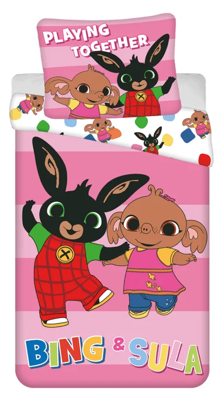 Bing en Sula peuterdekbedovertrek - 100 x 135 cm roze pre order