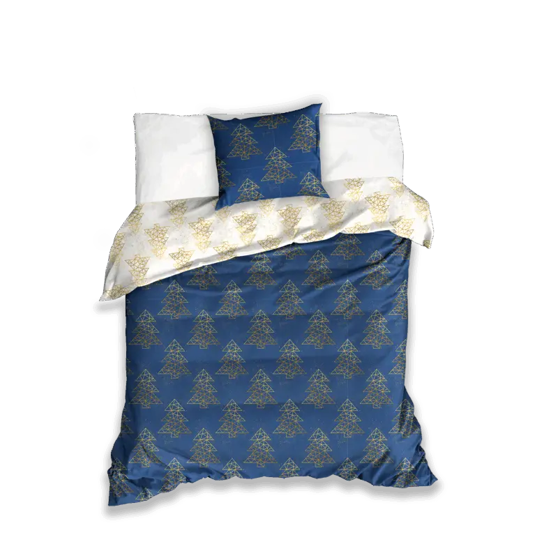 Carbotex Kerst Dekbedovertrek kerstbomen blauw