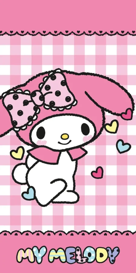 Hello Kitty handdoek roze  70 x 140 cm