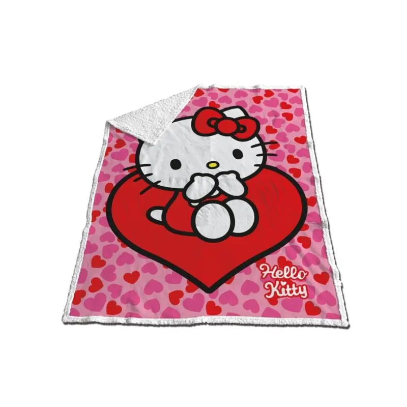 Hello Kitty hartjes fleece plaid 120 x 150 cm - polyester