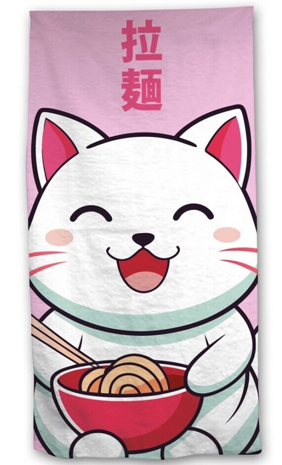 Kawaii Cat strandlaken 70 x 140 cm polyester