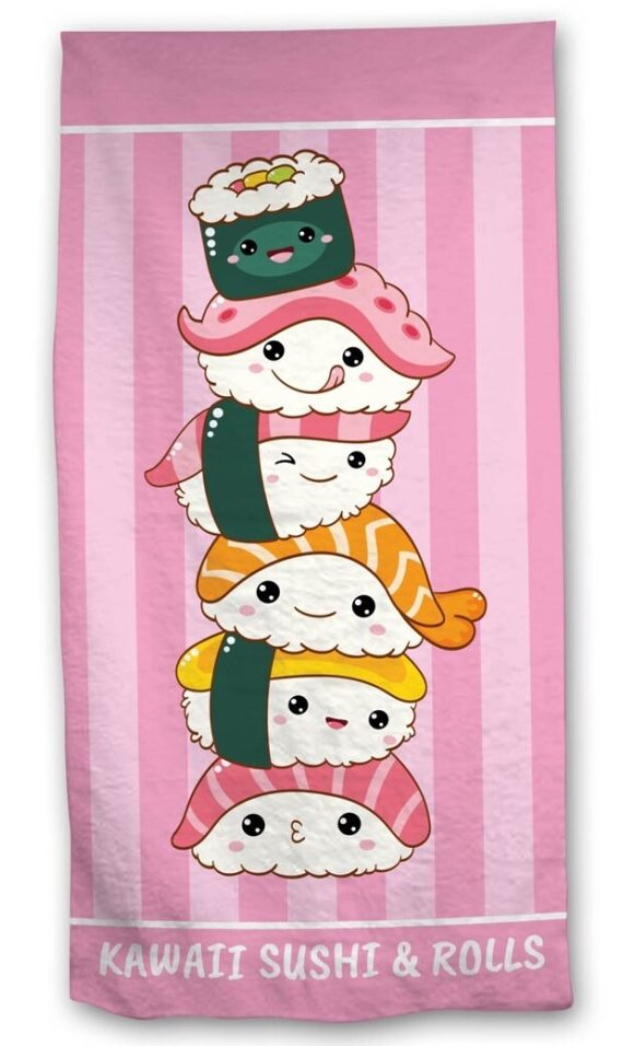 Kawaii Sushi and Rolls strandlaken 70 x 140 cm polyester