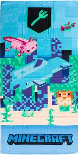 Minecraft Strandlaken blauw 70 x 140 cm - katoen