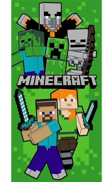 Minecraft groen strandlaken 70 x 140 cm