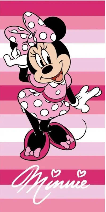 Minnie Mouse strandlaken Stripes roze 70 x 140 cm - katoen
