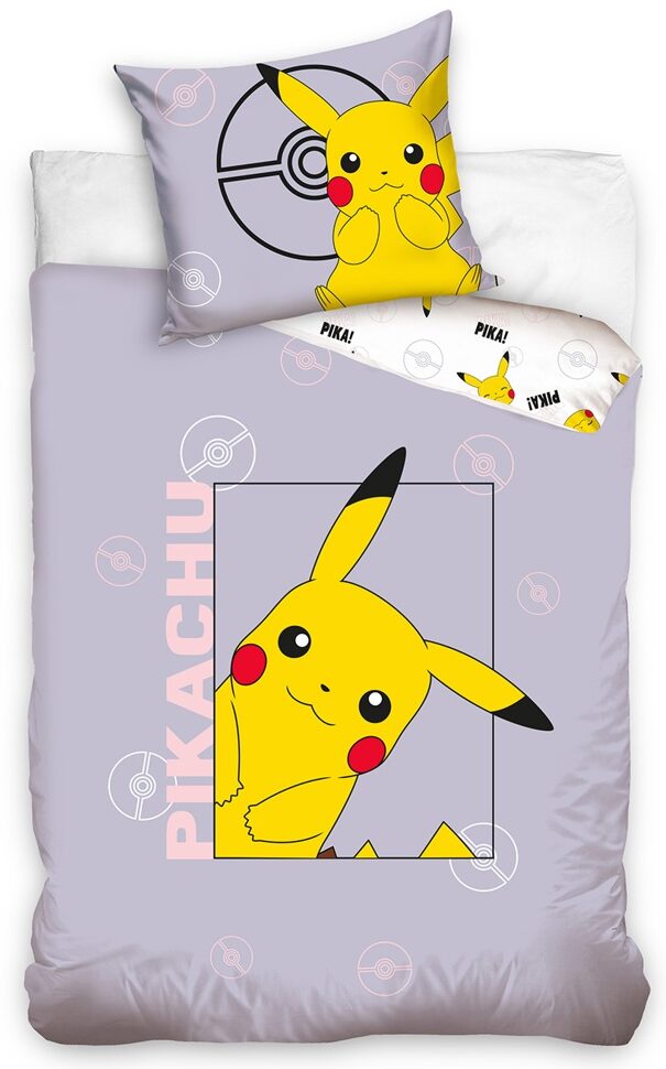 Pokémon Pikachu Dekbedovertrek grijs 140 x 200 cm (70 x 90 cm)