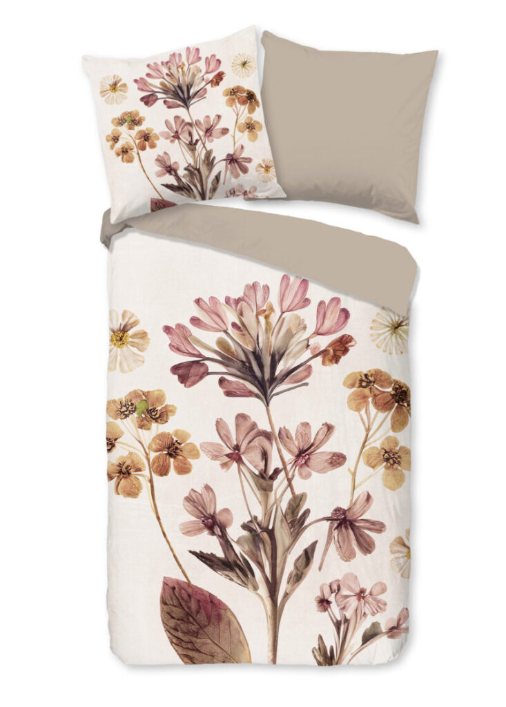 Pure Dekbedovertrek "gedroogde bloemen" - Zand - (135x200 cm) - Microfiber