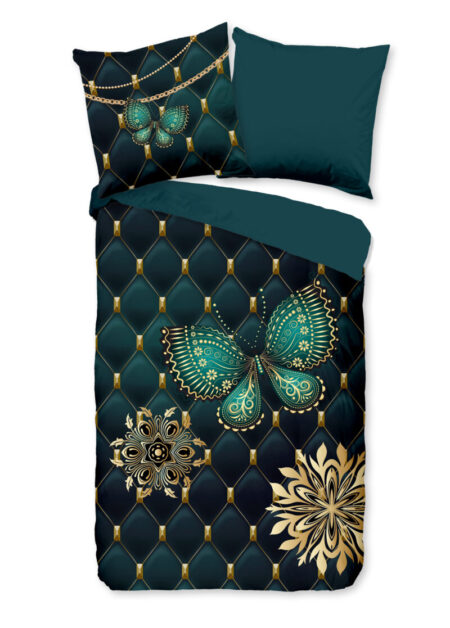 Pure Dekbedovertrek "vlinder" - Petrol - (135x200 cm) - Microfiber