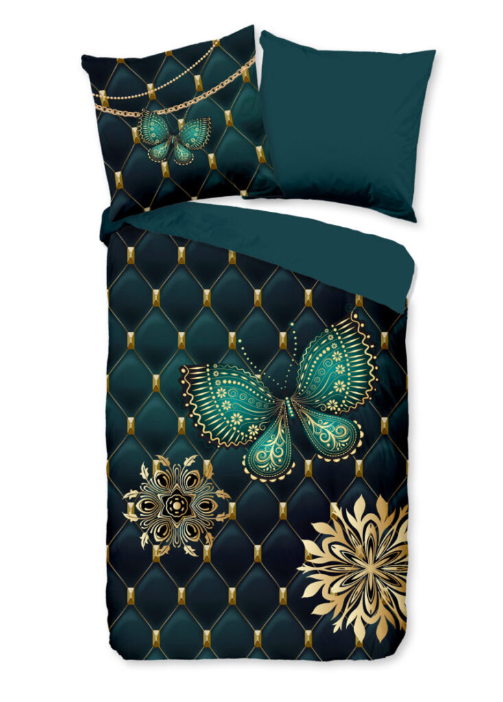 Pure Dekbedovertrek "vlinder" - Petrol - (135x200 cm) - Microfiber