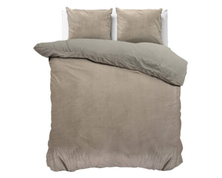 Sleeptime Velvet uni Taupe/Grijs 200 x 200/220 cm