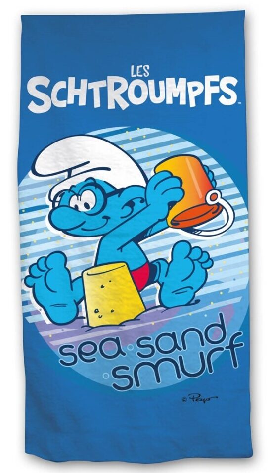 Smurfen Sea Sand strandlaken 70 x 140 cm polyester