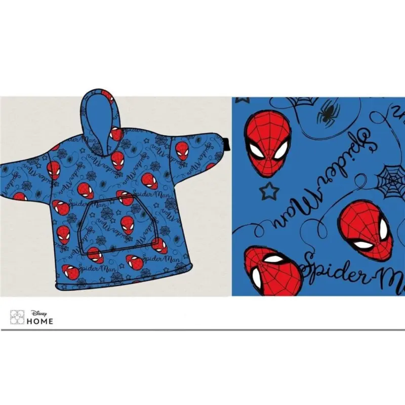 Spiderman hoodie poncho blauw maat XS - L - polyester