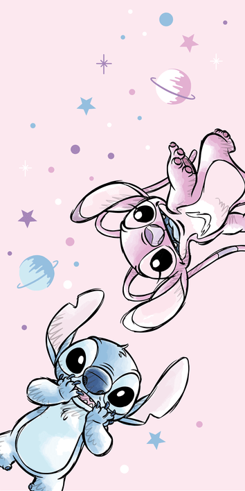 Stitch & Angel strandlaken Roze 70 x 140 cm polyester