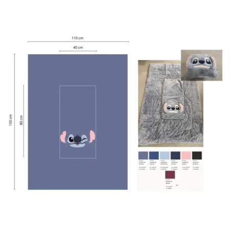 Stitch fleece plaid + kussen 100 x 150 cm - 40 x 40 cm - polyester