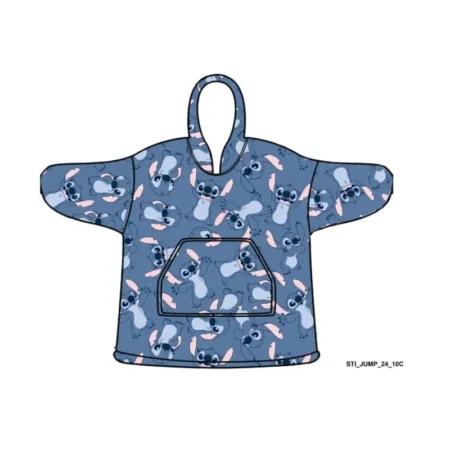 Stitch hoodie poncho blauw 7 - 14 jaar - polyester