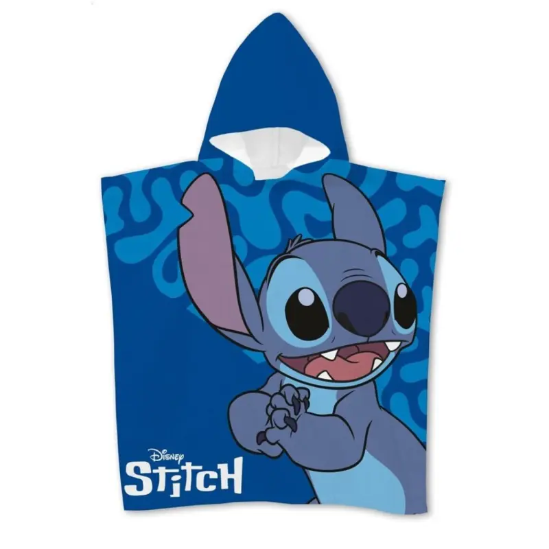 Stitch poncho blauw 55 x 110 cm - polyester