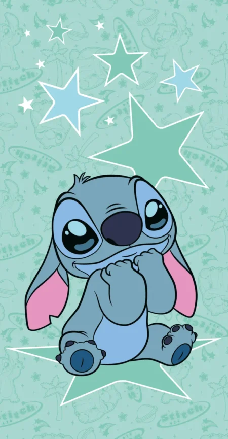 Stitch strandlaken Star groen 70 x 140 cm Katoen