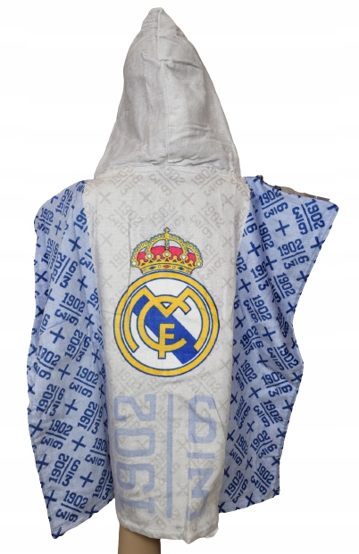 Real Madrid Poncho lichtblauw - 60 x 120 cm - Katoen