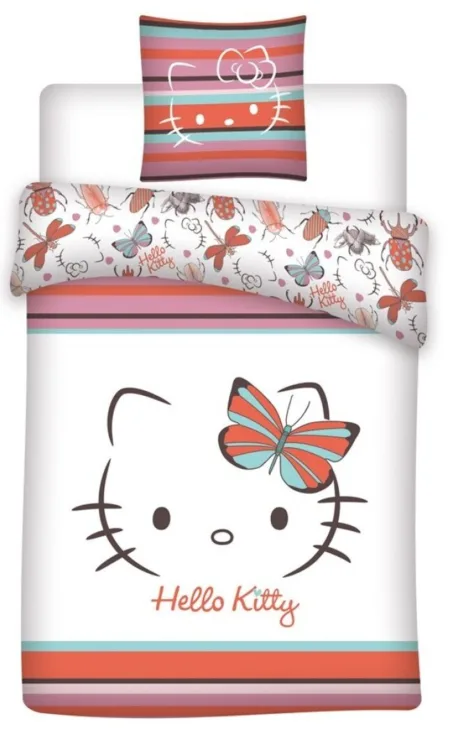 Hello Kitty Dekbedovertrek butterfly 140 X 200 cm - 65 x 65 cm - polykatoen