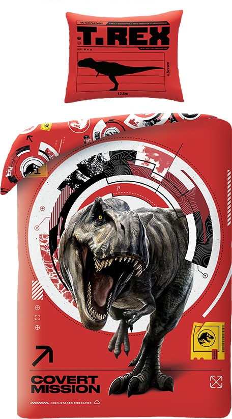 Jurassic World Dekbedovertrek rood 140 x 200 cm - polyester- 70 x 90 cm
