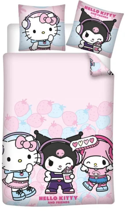 Hello Kitty Dekbedovertrek Kuromi 140 X 200 cm - 65 x 65 cm - polykatoen