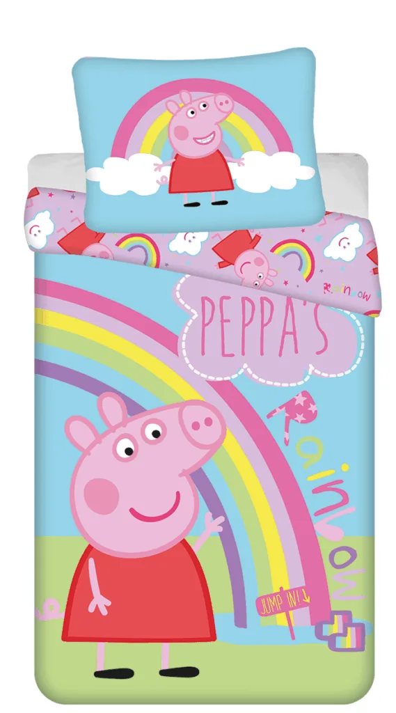 Peppa Pig dekbedovertrek Regenboog 140 x 200 cm - 70 x 90 cm - katoen