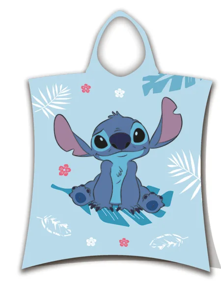 Stitch poncho 50 x 115 cm blauw