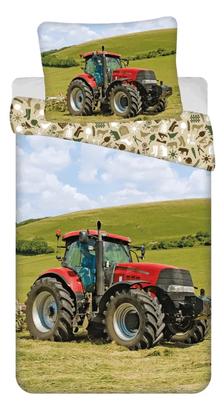 Dekbedovertrek trekker rood 140 x 200 cm 70x90 cm - 100% katoen