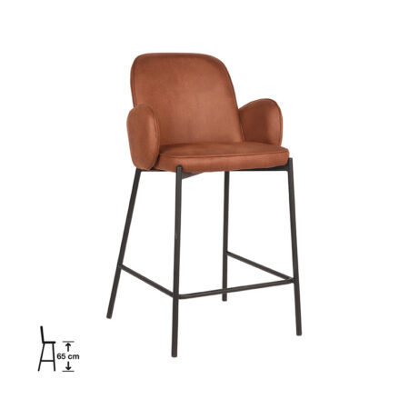 D-MAXX Barkruk Jari - Cognac - Microfiber - Zithoogte 65