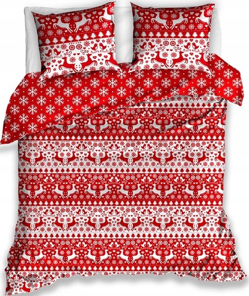 Carbotex Kerst Dekbedovertrek rood/wit 140 x 200 cm