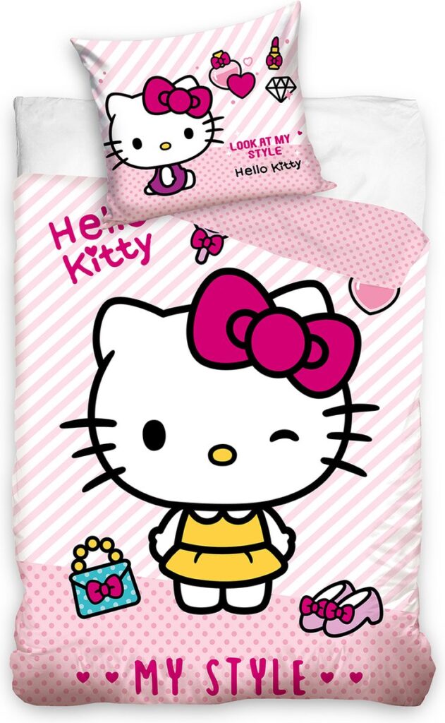 Hello Kitty Look at me Style Dekbedovertrek 140 X 200 cm - 70x90 cm - katoen