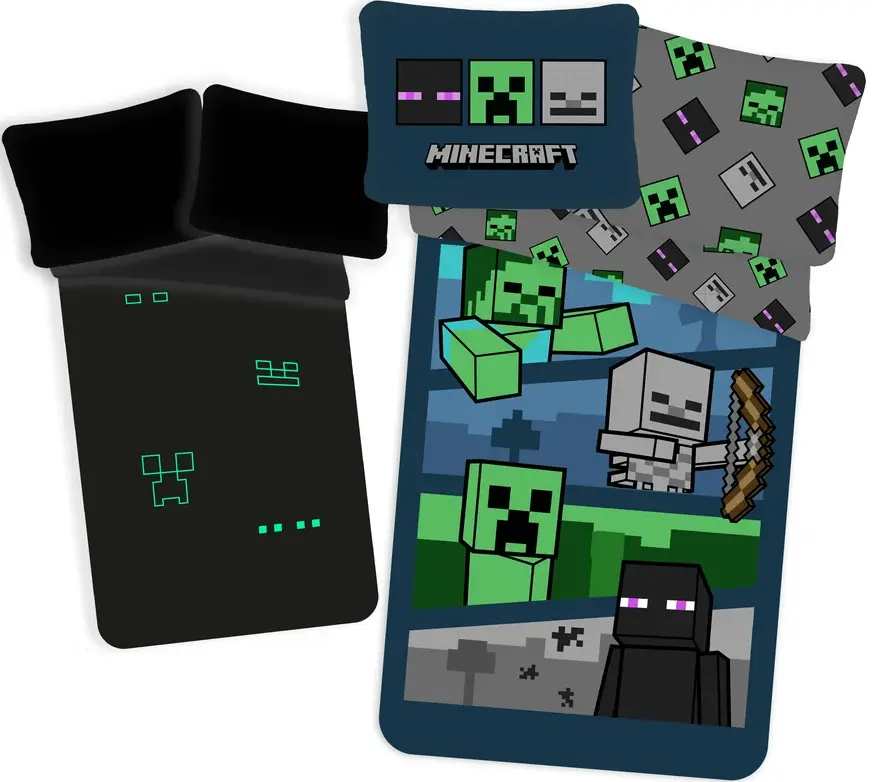Minecraft Monsters Glow in the dark Dekbedovertrek 140 x 200 cm - Katoen