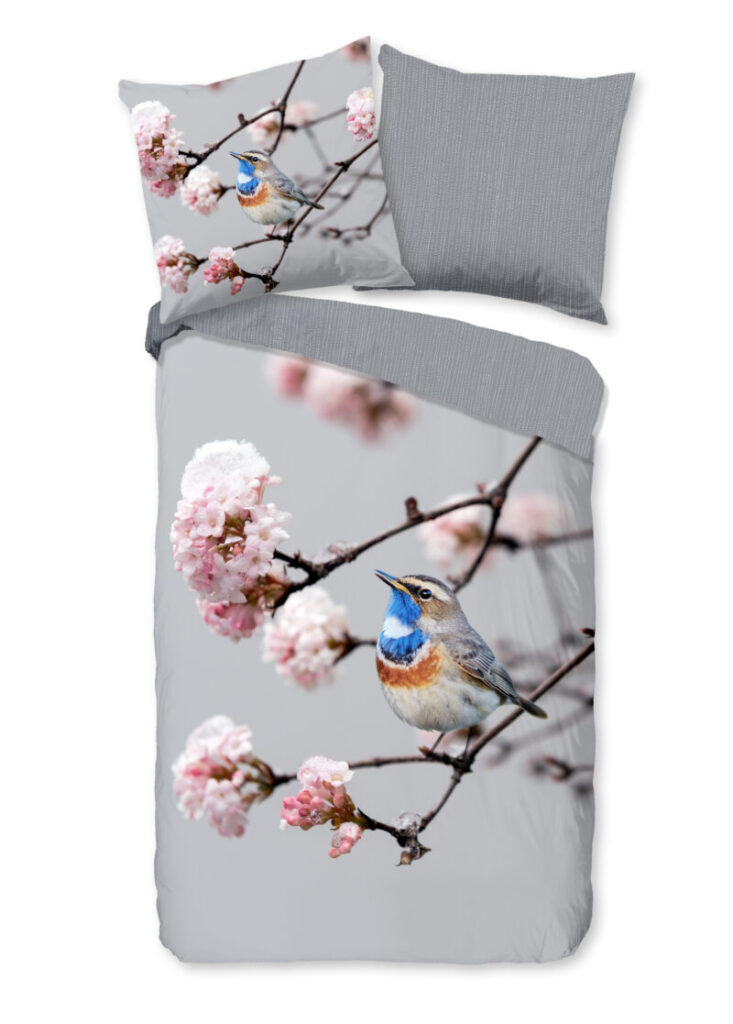 Pure Dekbedovertrek "blauwborst vogel" - Grijs - (135x200 cm) - Microfiber