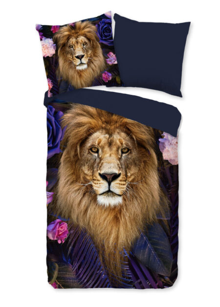 Pure Dekbedovertrek "leeuw met bloemen" - Multi - (135x200 cm) - Microfiber
