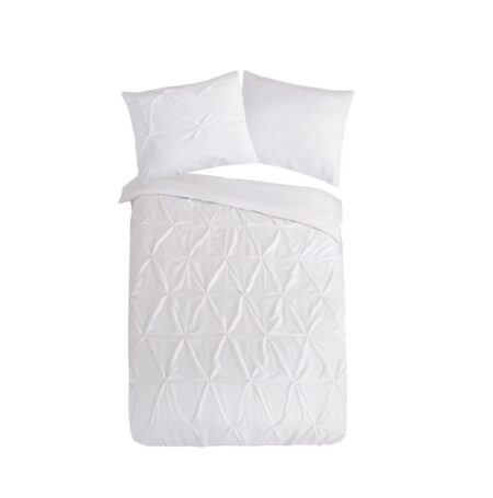 Pure Dekbedovertrek "luxe stiksel plooien" - Wit - (140x200/220 cm) - Microfiber