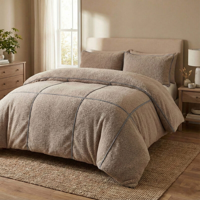 Sleeptime Teddy Trim Donker Taupe 200 x 200/220 cm