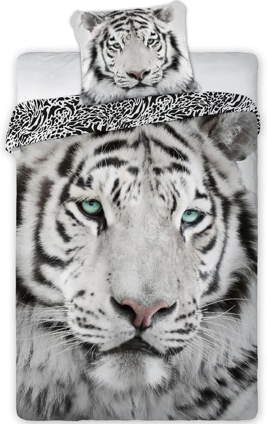 Animal Pictures dekbedovertrek tijger wit 140 x 200 cm - 70 x 90 cm - Katoen