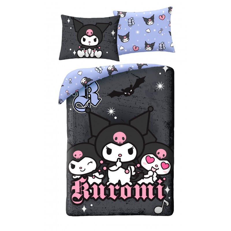 Kuromi Dekbedovertrek 140x200 cm - 70x90 cm - Zwart Polyester