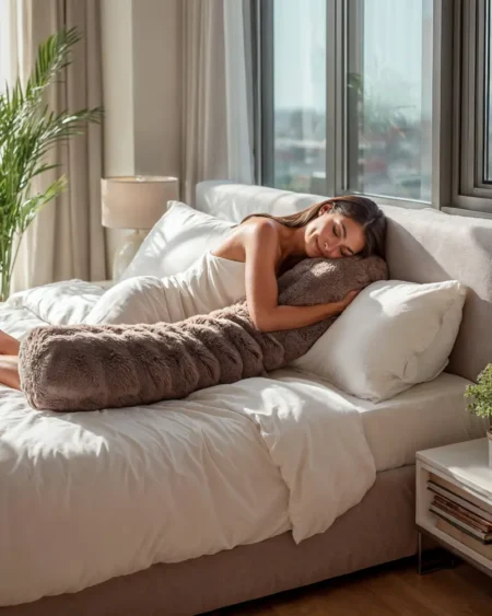 Primaviera Deluxe Bodypillow Pompom Taupe 140 x 20 cm