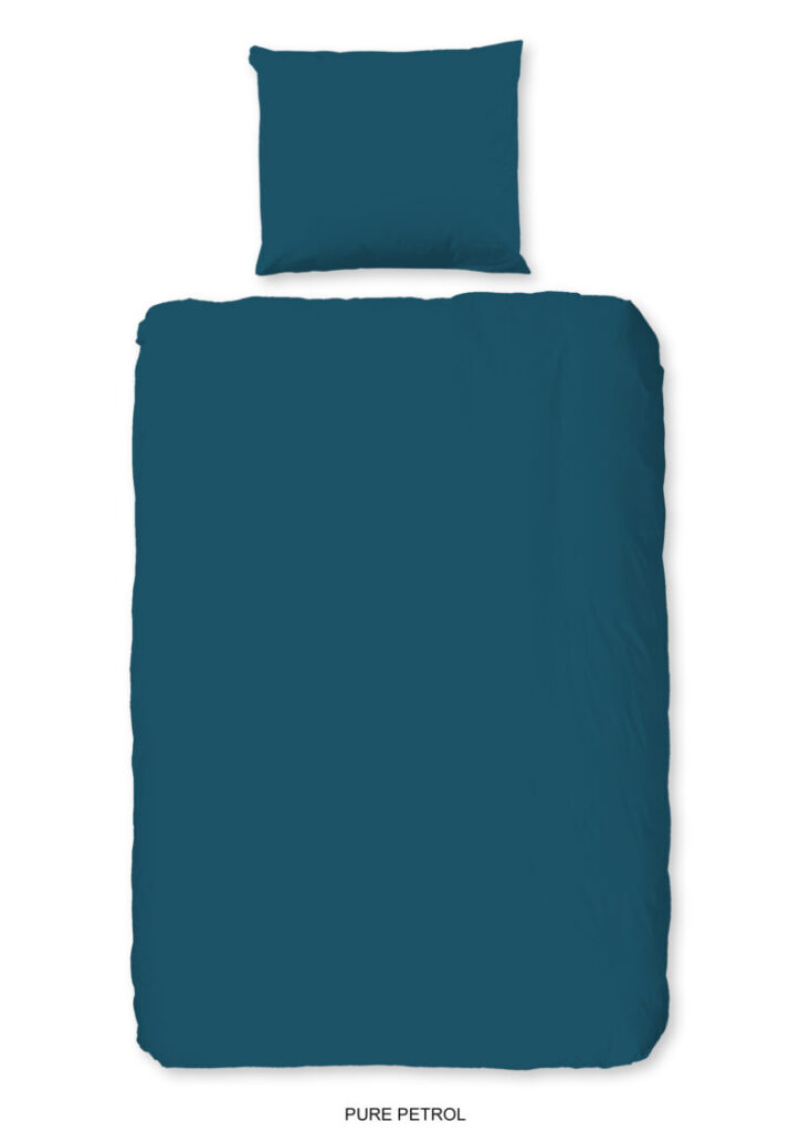 Pure Dekbedovertrek "uni dessin" - Petrol - (140x200/220 cm) - Microfiber