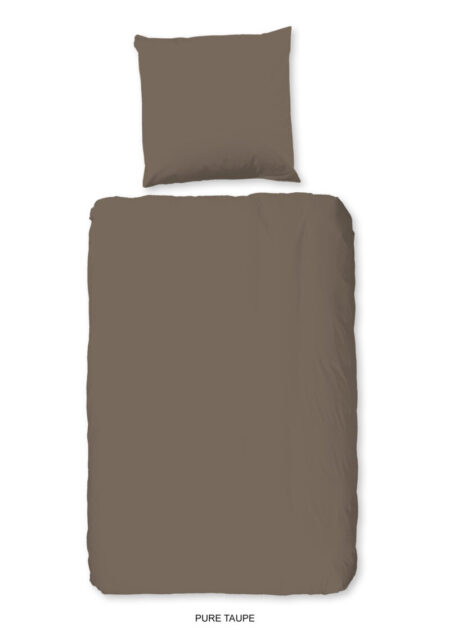 Pure Dekbedovertrek "uni dessin" - Taupe - (135x200 cm) - Microfiber