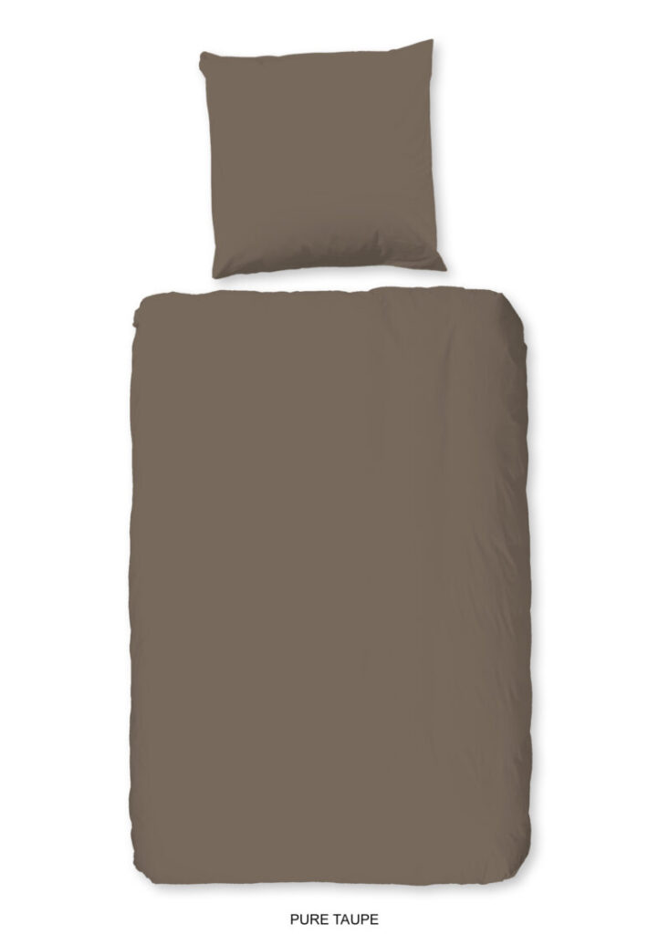 Pure Dekbedovertrek "uni dessin" - Taupe - (135x200 cm) - Microfiber