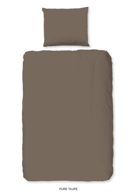 Pure Dekbedovertrek "uni dessin" - Taupe - (140x200/220 cm) - Microfiber