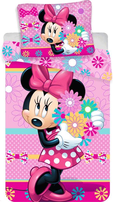 Disney Minnie Mouse Dekbedovertrek Bloemen - Eenpersoons - 140 x 200 cm - Katoen