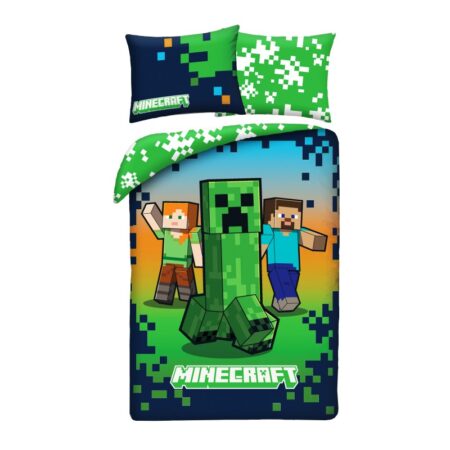 Minecraft Dekbedovertrek blauw/groen - 140 x 200 cm - 70 x 90 cm -  Polyester