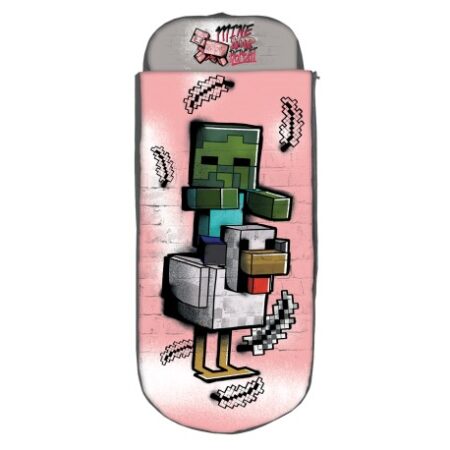 Minecraft slaapzak met opblaasbed roze 62 x 150 x 20 cm - polyester